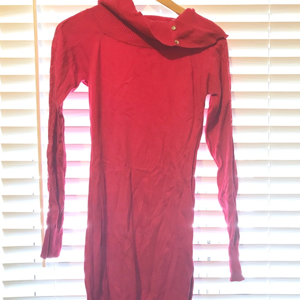 Pink mini sweater dress